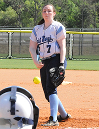 Sarah Burke had a career-high 11 strikeout effort in a tough 1-0 loss.