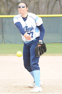 Mary Green earned her first collegiate pitching win in game two.