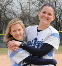 Seniors Emily Sherwood and Morgan Bedan were recognized prior to Sunday's doubleheader.