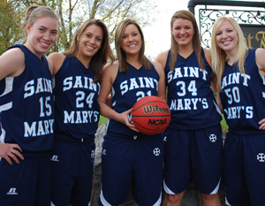 The five members of the Class of 2012 were recognized before the start of their final home game.