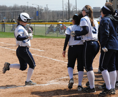 Emily Sherwood hit her second home run of the season to start the Belles' scoring in game one.