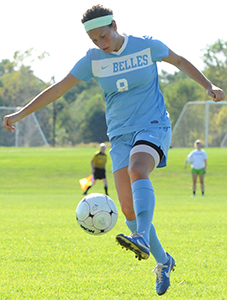 Jenn Jarmy settles the ball in the first half.