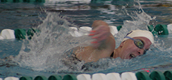 Ellie Watson finished sixth in the 200 freestyle on Friday night. (Photo courtesy of Bobby Lee, Albion SID)