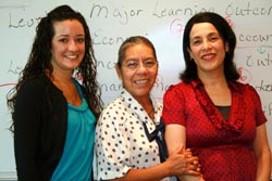 Veronica Valdez ’10, WEI intern; Gloria Martinez, entrepreneur; and Martha Smith, WEI program director 