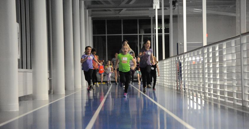 Girls running on the track