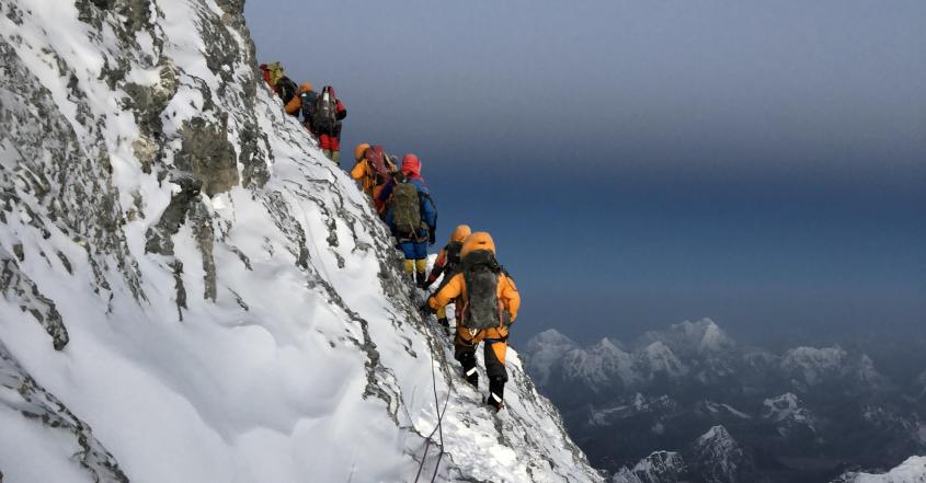 Group climbing mount everest