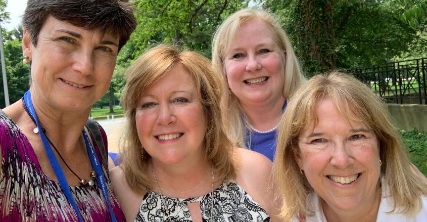 Janet Shafer Sabo ’84, Ocean View, DE; Kathy McGrath Clarke ’84, LaGrange, IL; Esther Fallon Breeding ’84, Lexington, KY; Amy Marie VanDevere ’84, Naples, FL.  