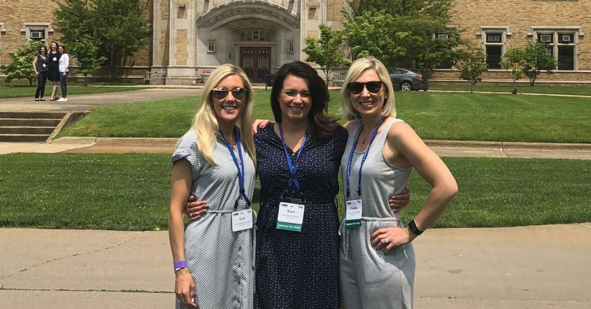 Kyla Scholten Kreiger ’04, Kara Pearce Schroer ’04 and Christin Yesnik Fairchild ’04